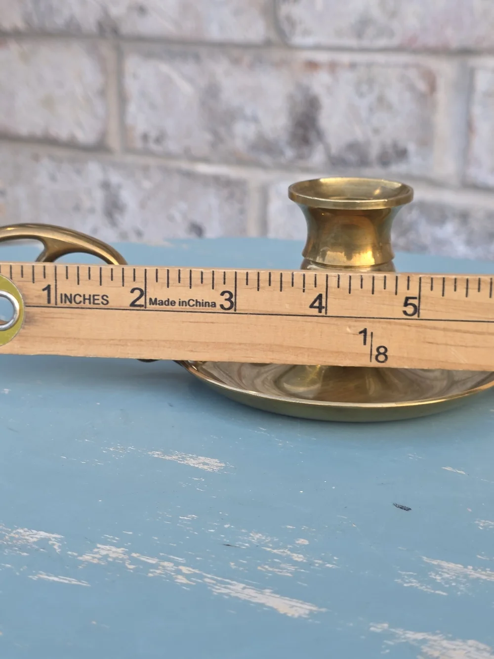 Vintage Brass Chamberstick Candle Holders Pair Finger Loop